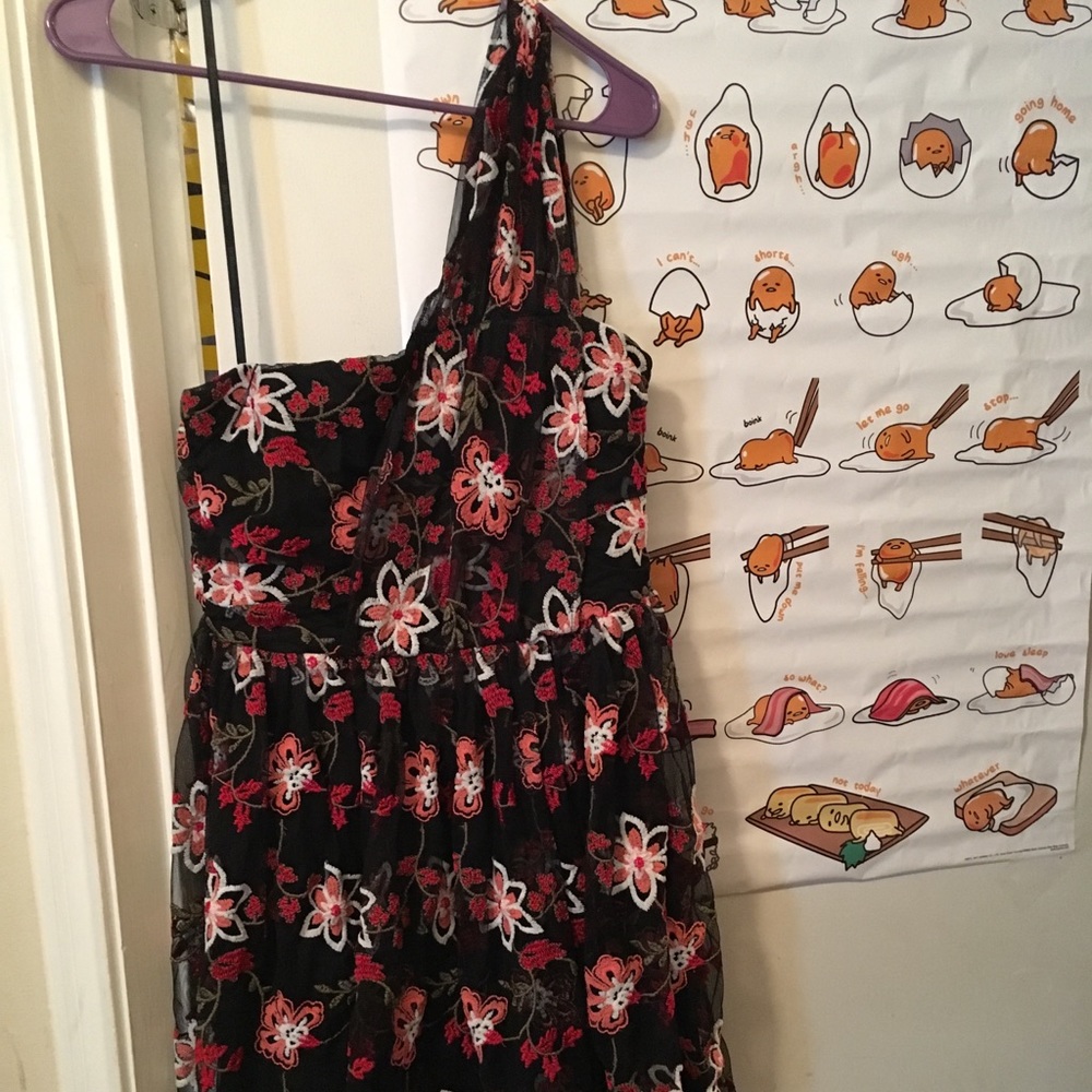 One shoulder dress.